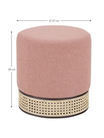 Hocker Mara in Rosa mit Wiener Geflecht, Bezug: Polyester Der hochwertige, Rahmen: Sperrholz, Fuß: Massives Birkenholz, Ratt, Webstoff Altrosa, Ø 37 x H 39 cm