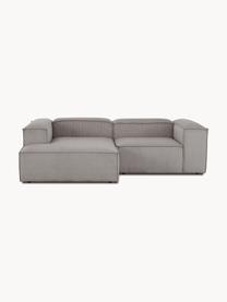 Modulares Ecksofa Lennon aus Cord, Bezug: Cord (92 % Polyester, 8 %, Gestell: Massives Kiefernholz, Spe, Cord Grau, B 238 x T 180 cm, Eckteil links