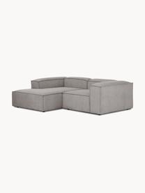 Modulares Ecksofa Lennon aus Cord, Bezug: Cord (92 % Polyester, 8 %, Gestell: Massives Kiefernholz, Spe, Cord Grau, B 238 x T 180 cm, Eckteil links