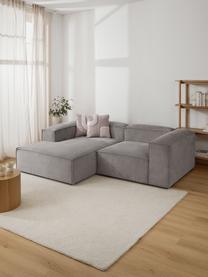 Modulares Ecksofa Lennon aus Cord, Bezug: Cord (92 % Polyester, 8 %, Gestell: Massives Kiefernholz, Spe, Cord Grau, B 238 x T 180 cm, Eckteil links