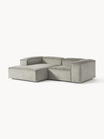 Modulares Ecksofa Lennon aus Cord, Bezug: Cord (92 % Polyester, 8 %, Gestell: Massives Kiefernholz, Spe, Füße: Kunststoff Dieses Produkt, Cord Grau, B 238 x T 180 cm, Eckteil links