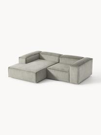 Modulares Ecksofa Lennon aus Cord, Bezug: Cord (92 % Polyester, 8 %, Gestell: Massives Kiefernholz, Spe, Füße: Kunststoff Dieses Produkt, Cord Grau, B 238 x T 180 cm, Eckteil links