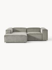 Modulares Ecksofa Lennon aus Cord, Bezug: Cord (92 % Polyester, 8 %, Gestell: Massives Kiefernholz, Spe, Füße: Kunststoff Dieses Produkt, Cord Grau, B 238 x T 180 cm, Eckteil links