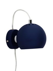 Wandlamp Ball met stekker, Lampenkap: gelakt metaal, Mat donkerblauw, 12 x 12 cm