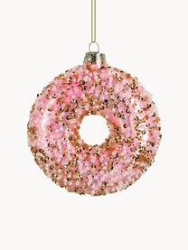 Adorno navideño donut Glaze, Vidrio, Rosa, dorado, Ø 9 cm