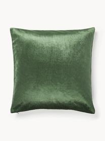 Housse de coussin en velours avec broderie de sapin Isadora, Vert foncé, larg. 45 x long. 45 cm