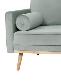 Sofa z aksamitu z nogami z drewna dębowego Saint (3-osobowa), Tapicerka: aksamit (poliester) Dzięk, Szałwiowozielony aksamit, S 210 x G 93 cm