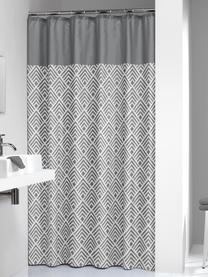 Cortina de baño Allie, Ojales: metal, Gris, blanco, An 180 x L 200 cm
