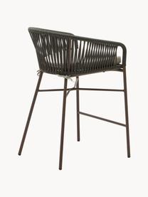 Garten-Barstühle Yanet, 2 Stück, Bezug: 100 % Polyester, Gestell: Metall, galvanisiert, Webstoff Hellbeige, Olivgrün, B 55 x H 85 cm