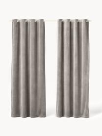 Cortinas oscurecedoras de terciopelo con ojales Rush, 2 uds., 100% poliéster (reciclado) con certificado GRS, Gris, An 135 x L 260 cm