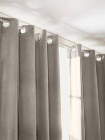 Abdunkelnder Samt-Vorhang Rush mit Ösen, 2 Stück, 100 % Polyester (recycled), GRS-zertifiziert, Grau, B 135 x L 260 cm