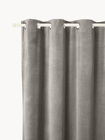 Abdunkelnder Samt-Vorhang Rush mit Ösen, 2 Stück, 100 % Polyester (recycled), GRS-zertifiziert, Grau, B 135 x L 260 cm