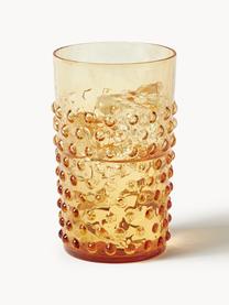 Handgemaakte waterglazen Hobnail met reliëf, 6 stuks, Glas, Citroengeel, Ø 7 x H 11 cm, 200 ml