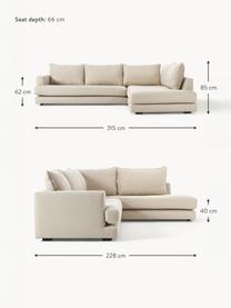 Ecksofa Tribeca, Bezug: 100 % Polyester Der hochw, Gestell: Massives Kiefernholz, FSC, Füße: Massives Buchenholz, lack, Webstoff Beige, B 274 x T 192 cm, Eckteil rechts