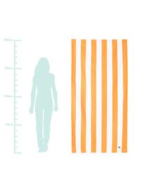 Telo mare in microfibra Cabana, asciugatura rapida, Microfibra (80% poliestere, 20% poliammide), Arancione, bianco, Larg. 90 x Lung. 200 cm