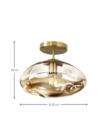 Deckenleuchte Amora aus Glas, Lampenschirm: Glas, Baldachin: Metall, gebürstet, Goldfarben, Messingfarben, Ø 35 x H 28 cm