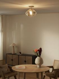 Lampada da soffito in vetro Amora, Paralume: vetro, Baldacchino: metallo spazzolato, Beige, dorato, Ø 35 x Alt. 28 cm