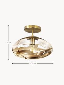 Stropní svítidlo ze skla Amora, Zlatá, mosazná, Ø 35 cm, V 28 cm
