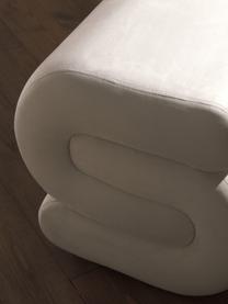 Tabouret en velours Merle, Velours blanc crème, larg. 50 x haut. 45 cm