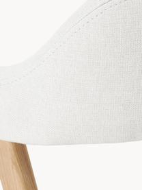 Holz-Armlehnstuhl Santiano mit Polsterung, Bezug: 100 % Polyester Der hochw, Gestell: Schichtholz, Beine: Massives Eichenholz, Webstoff Off White, B 58 x T 58 cm