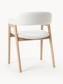 Silla con reposabrazos de madera Santiano, Tapizado: 100% poliéster Alta resis, Estructura: madera contrachapada, Patas: madera de roble maciza, Tejido Off White, An 58 x F 58 cm