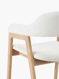 Silla con reposabrazos de madera Santiano, Tapizado: 100% poliéster Alta resis, Estructura: madera contrachapada, Patas: madera de roble maciza, Tejido Off White, An 58 x F 58 cm