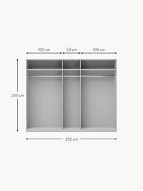 Modulaire draaideurkast Simone, 250 cm breed, diverse varianten, Hout, grijs, Basis interieur, B 250 x H 200 cm