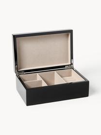 Schmuckbox Taylor, Box: Mitteldichte Holzfaserpla, Unterseite: Samt zur Schonung der Möb, Schwarz, glänzend, B 22 x T 14 cm