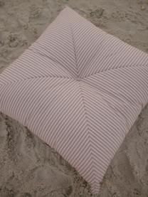 Cuscino da pavimento per esterni con strisce Cozy, Rivestimento: 100% poliacrilico, Rosa chiaro, Larg. 85 x Alt. 24 cm