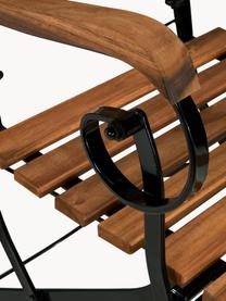 Klappbares Balkon-Set Parklife, 3-tlg., Gestell: Metall, verzinkt und pulv, Schwarz, Akazienholz, Set mit verschiedenen Größen