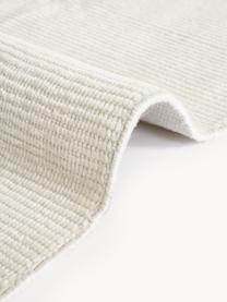 Handgeweven laagpolige loper Willow, 100% polyester, GRS-gecertificeerd, Crèmewit, B 80 x L 250 cm