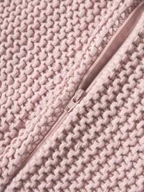 Housse de coussin en tricot de coton bio Adalyn, 100 % coton bio, certifié GOTS, Rose pâle, larg. 40 x long. 40 cm