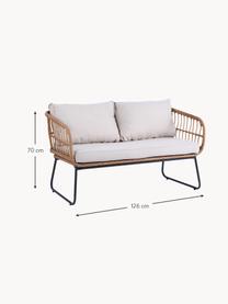 Garten-Loungesofa Le Bonom Vistdal, Bezug: 100 % Polyester, Beine: Stahl, pulverbeschichtet, Webstoff Hellbeige, Beige, B 126 x T 70 cm