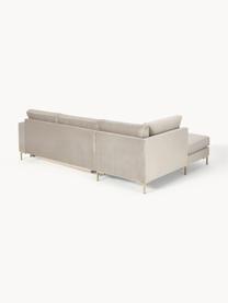 Samt-Schlafsofa Luna (3-Sitzer) mit Matratze, Bezug: Samt (100 % Polyester) De, Gestell: Massives Buchenholz, Schi, Samt Greige, B 270 x T 184 cm, Eckteil links