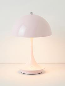 Lampada da tavolo portatile a LED con luce regolabile Panthella, alt. 24 cm, Paralume: acciaio rivestito, Struttura: alluminio rivestito, Acciaio rosa chiaro, Ø 16 x Alt. 24 cm