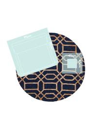 Tapis rond laine bleu Vegas, Bleu foncé, brun