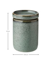 Contenitore con coperchio Mila, Ceramica, smaltata, Verde grigio, Ø 10 x Alt. 11 cm