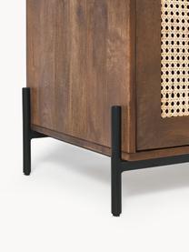Tv-meubel Vienna met Weens vlechtwerk, Frame: massief mangohout, Poten: gepoedercoat metaal, Mangohout, B 160 x H 50 cm