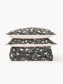 Housse de couette en percale de coton Lamia, Anthracite, larg. 140 x long. 200 cm