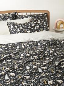 Housse de couette en percale de coton Lamia, Anthracite, larg. 140 x long. 200 cm