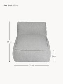 Chaise longue d'extérieur Grow, Tissu gris clair, larg. 75 x prof. 145 cm