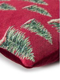 Kissenhülle Pinetree in Rot/Grün, Vorderseite: 55% Polyester, 45% Baumwo, Webart: Jacquard, Rückseite: 100% Polyestersamt, Rot, Grün, Beige, 40 x 40 cm