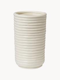 Handgefertigte Vase Corduroy, H 21 cm, Keramik, glasiert, Off White, Ø 12 x H 21 cm