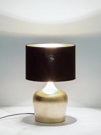 Ethno-Tischlampe Manalba, Lampenschirm: Polyester, Kunststoff, Schwarz, Goldfarben, Ø 25 x H 38 cm