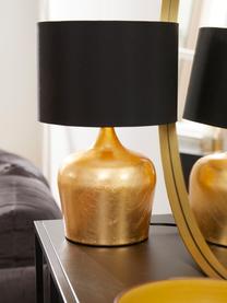 Ethno-Tischlampe Manalba, Lampenschirm: Polyester, Kunststoff, Schwarz, Goldfarben, Ø 25 x H 38 cm