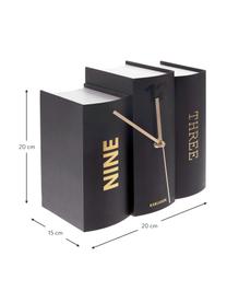 Zegar stołowy Book, Papier, Czarny, odcienie złotego, S 20 x W 20 cm