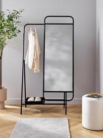 Vloerspiegel Theo met garderobe, Metaal, Zwart, B 93 x H 175 cm