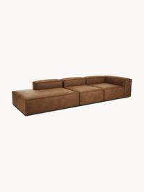 Diván modular grande de cuero reciclado Lennon, Tapizado: cuero reciclado (70% cuer, Estructura: madera maciza, madera con, Patas: plástico Este producto es, Cuero marrón, An 357 x F 119 cm, reposabrazos izquierdo