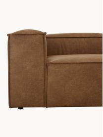 Chaise longue XL componibile in pelle riciclata Lennon, Rivestimento: pelle riciclata (70 % pel, Rivestimento: imbottitura in schiuma co, Struttura: legno massiccio, compensa, Piedini: plastica Questo prodotto , Pelle marrone, Larg. 357 x Prof. 119 cm, schienale a sinistra