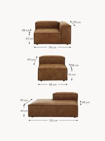 Modulaire XL chaise longue Lennon van gerecycled leer, Bekleding: gerecycled leer (70% leer, Frame: massief hout, multiplex, Poten: kunststof Dit product is , Leer bruin, B 357 x D 119 cm, armleuning links